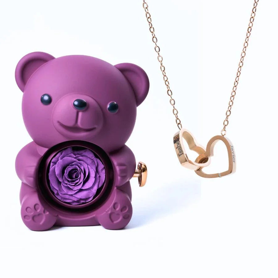 Cute Bear Gift Box with Heart Necklace and Chain [Valentine Delivery Guaranteed❤️]