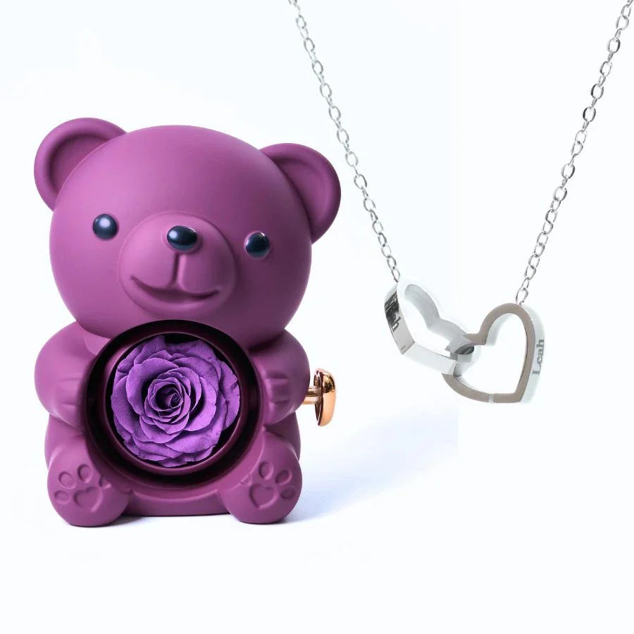 Cute Bear Gift Box with Heart Necklace and Chain [Valentine Delivery Guaranteed❤️]