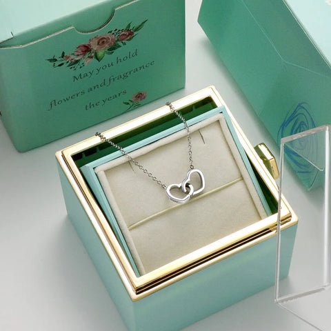 Trending Rose Gift Box with Name Engraved Heart Shaped Necklace [Combo]