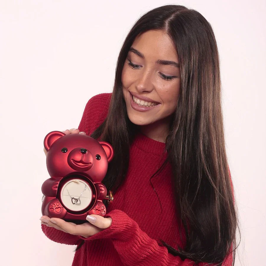 Cute Bear Gift Box with Heart Necklace and Chain [Valentine Delivery Guaranteed❤️]